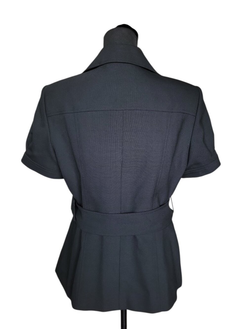 Anne Klein Black Belted Button Front Blazer Top Women's Size 10 - Picture 5 of 7